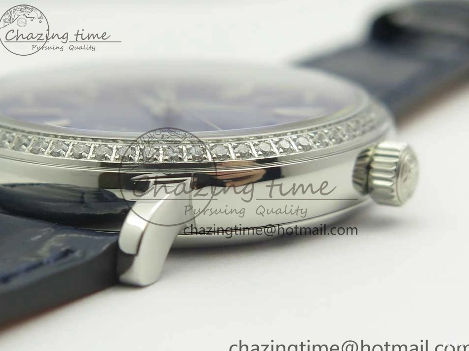 MIROTIME 0210 Fashionable Portofino IW458101 Diamond Bezel SS MK 1:1 Best Edition Blue Dial On Blue Leather Strap MIYOTA 7169